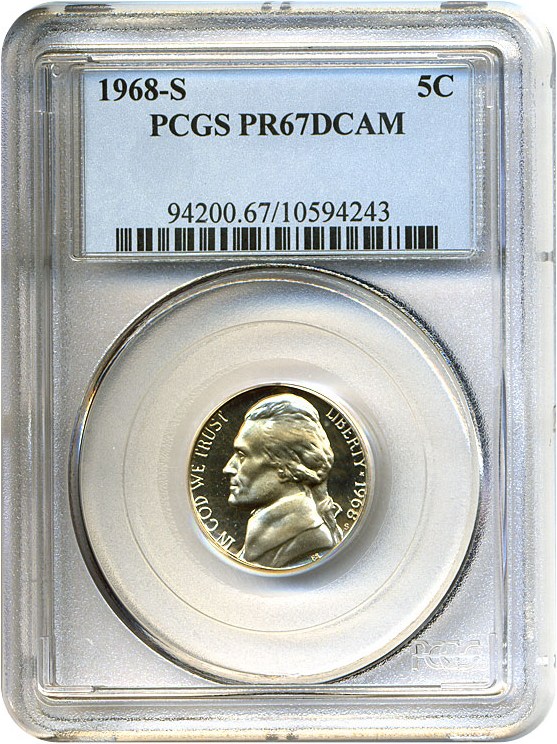 image for: 1968-S 5c  PCGS Proof 67 DCameo