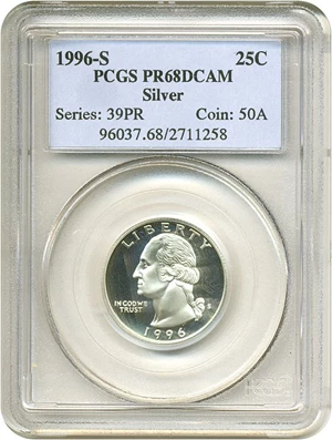 image for: 1996-S 25c Silver PCGS Proof 68 DCameo