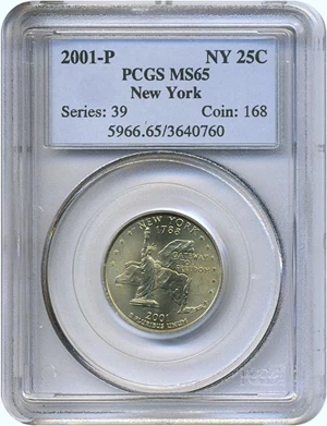 image for: 2001-P 25c New York PCGS MS65