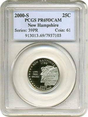 image for: 2000-S 25c New Hampshire PCGS Proof 69 DCameo