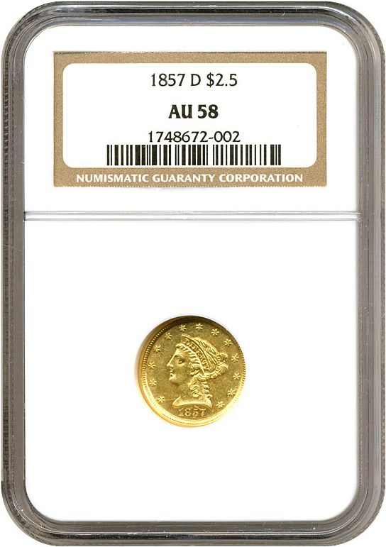 image for: 1857-D $2 1/2  NGC AU58 