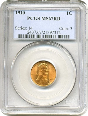 image for: 1910 1c PCGS MS67 RD