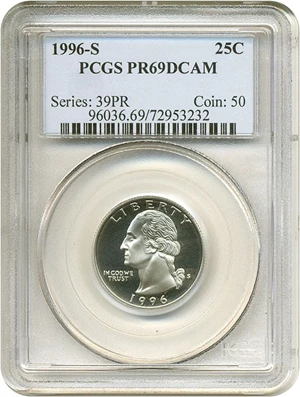 image for: 1996-S 25c PCGS Proof 69 DCameo