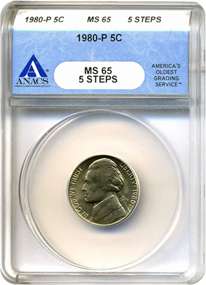 image for: 1980-P 5c ANACS MS65 FS