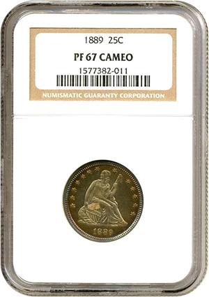 image for: 1889 25c NGC Proof 67 Cameo *Color*
