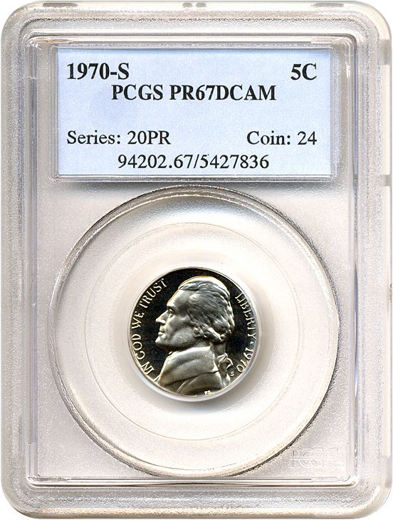 image for: 1970-S 5c  PCGS Proof 67 DCameo