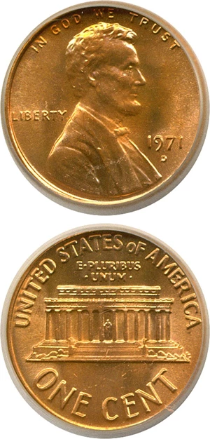 image for: 1971-D 1c ICG MS67 RD