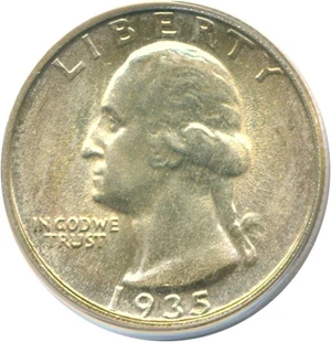 image for: 1935 25c PCGS MS66