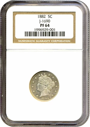 image for: Pattern: 1882 5c (Judd-1690) NGC Proof 64