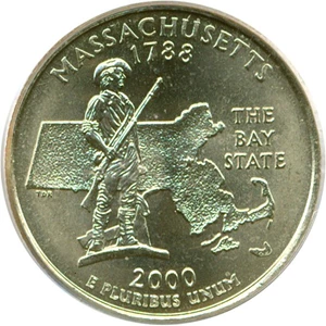 image for: 2000-P 25c Massachusetts PCGS MS66