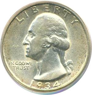 image for: 1934-D 25c PCGS AU53