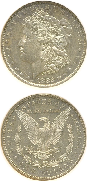 image for: Top 100 VAM: 1882-O $1 VAM 5 O/S EDS ANACS AU58