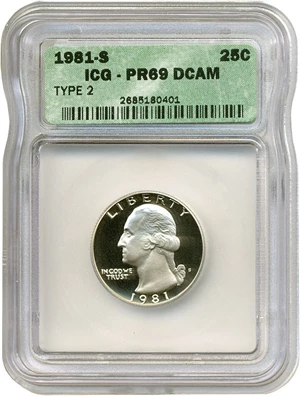image for: 1981-S 25c Ty.2 ICG Proof 69 DCameo