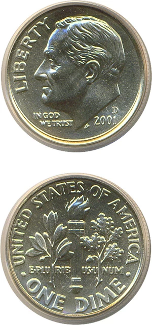 image for: 2001-D 10c PCGS MS68