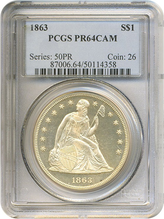 image for: 1863 $1  PCGS Proof 64 Cameo