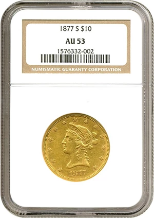 image for: 1877-S $10 NGC AU53