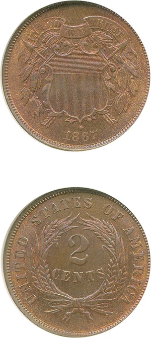 image for: 1867 2c NGC MS66 RB