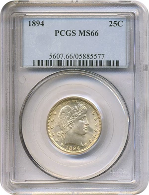 image for: 1894 25c PCGS MS66