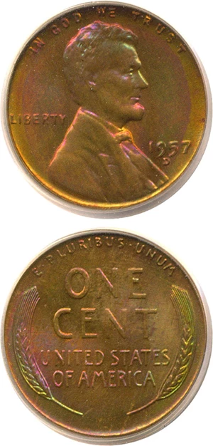 image for: 1957-D 1c PCGS MS67 RB *Color*