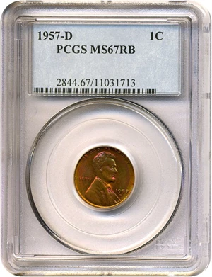 image for: 1957-D 1c PCGS MS67 RB *Color*