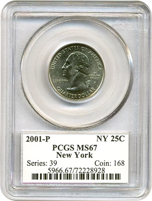 image for: 2001-P 25c New York PCGS MS67
