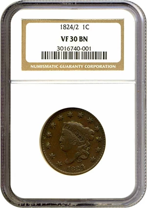 image for: 1824/2 1c NGC VF30 BN