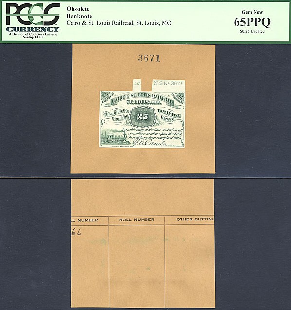 1850 St. Louis, MO $.25 (Fr. 3005)