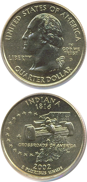 image for: 2002-D 25c Indiana PCGS MS67