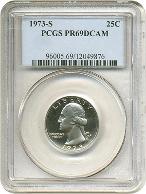 image for: 1973-S 25c PCGS Proof 69 DCameo