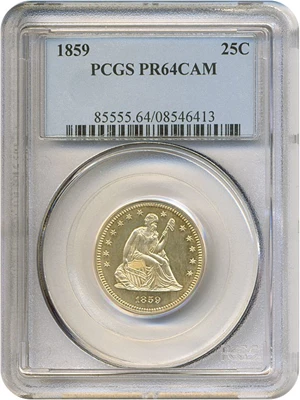 image for: 1859 25c PCGS Proof 64 Cameo