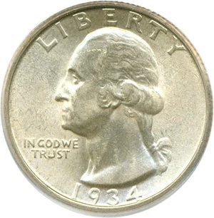 image for: 1934 25c PCGS AU58