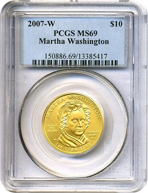 image for: 2007-W $10 Martha Washington PCGS MS69