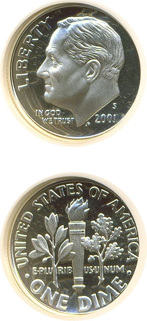 image for: 2001-S 10c Silver NGC Proof 70 UCameo