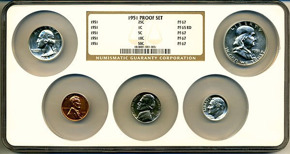 image for: 1951 1c --  50c Proof Set Multi-Coin Holder NGC Proof 67 