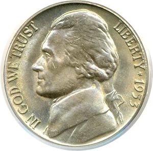 image for: 1953-D 5c PCGS MS65