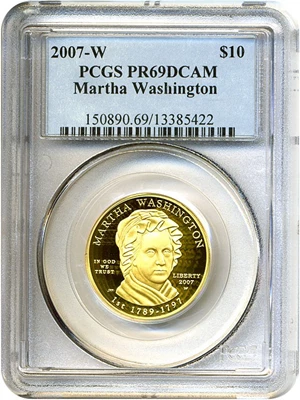 image for: 2007-W $10 Martha Washington PCGS Proof 69 DCameo