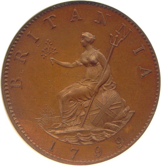 image for: Great Britain: 1799 1/2 P (P-1258) Restrike NGC Proof 66 BN ex: Boulton Family Collection