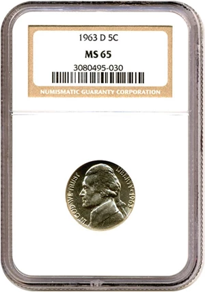 image for: 1963-D 5c NGC MS65