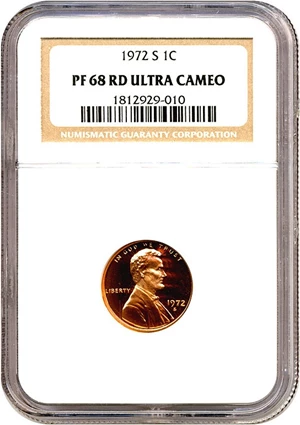 image for: 1972-S 1c NGC Proof 68 RD DCameo