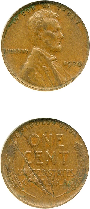 image for: 1930 1c ANACS XF40 BN - Lamination