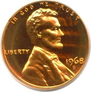 image for: 1968-S 1c PCGS Proof 68 RD Cameo