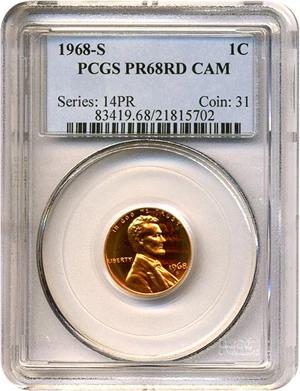 image for: 1968-S 1c PCGS Proof 68 RD Cameo