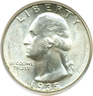 image for: 1935 25c PCGS MS65