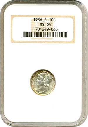 image for: 1936-S 10c NGC MS64