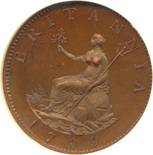 image for: Great Britain: 1799 1/2 P (P-1260) Restrike NGC Proof 64 BN ex: Boulton Family Collection