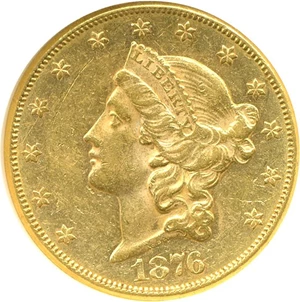 image for: 1876-CC $20 NGC AU55