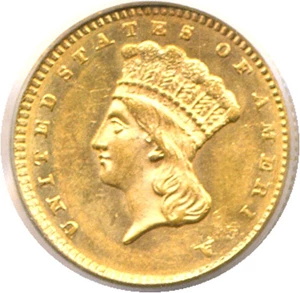 image for: 1861 G$1 PCGS MS62