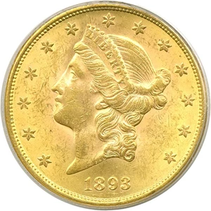 image for: 1893-S $20 PCGS MS62