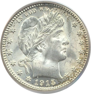 image for: 1915-D 25c PCGS MS65