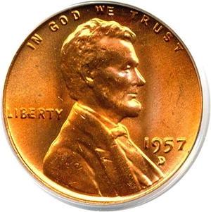 image for: 1957-D 1c PCGS MS66 RD